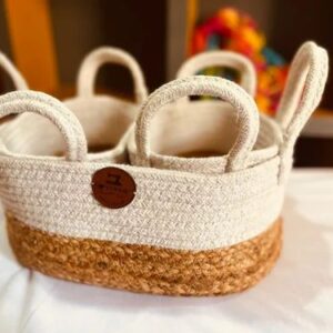 3 Piece Set of Jute Basket For Kitchen Organiser Multipurpose Home Decor