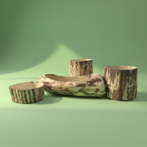 Rustic Ceramic Wood Log Succulent Pot